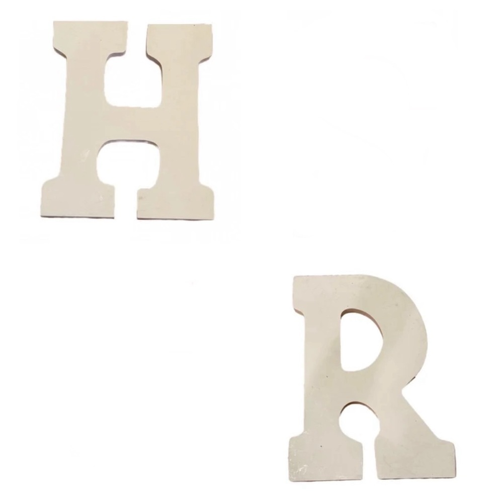 White wood letters size about 9 x 6-7” letters H R C S